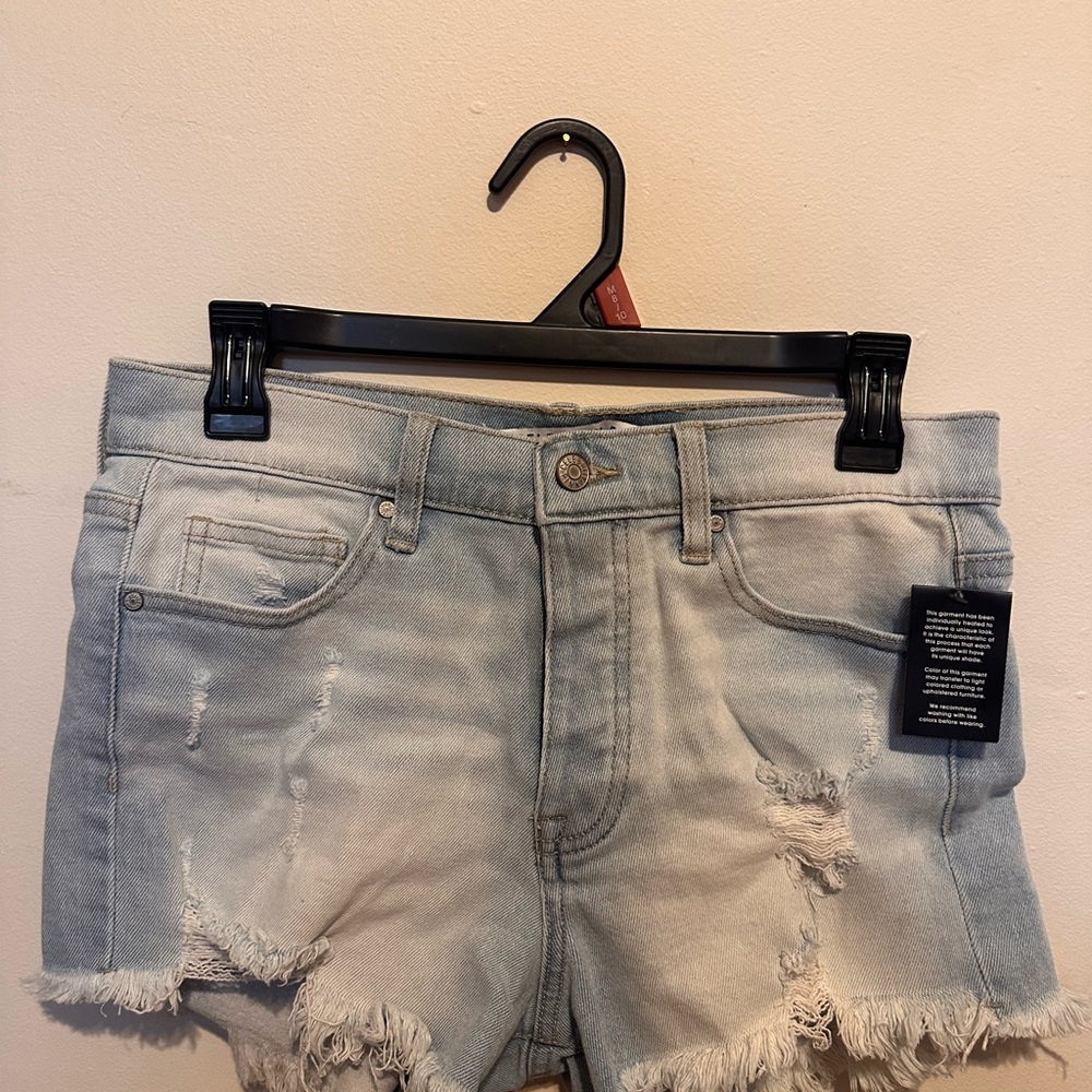 Celebrity Pink Light Wash Frayed Jean Shorts
